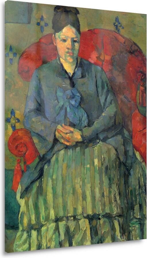 Portret van mevrouw Cézanne in een rode fauteuil Paul Cézanne schilderij Vrouw glasschilderij Glas schilderijen Portret Modern schilderij Acrylaat Decoratie slaapkamer acrylglas 60x90 cm