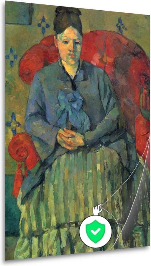 Portret van mevrouw Cézanne in een rode fauteuil Paul Cézanne wanddecoratie Vrouw poster Muurdecoratie Portret Muurdecoratie modern Posters slaapkamer Decoratie woonkamer poster 60x90 cm