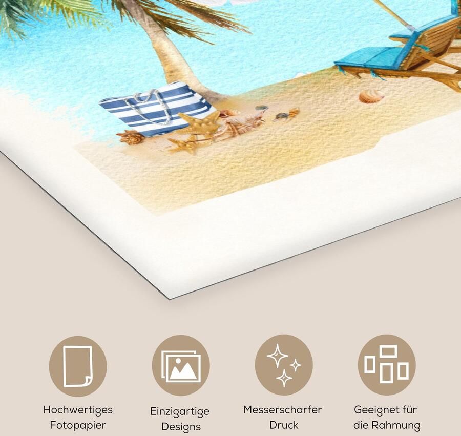 Poster 80x120 cm Strandstoel Parasol Palmboom Lucht Posters Kamer decoratie Wanddecoratie woonkamer Muurdecoratie slaapkamer - Foto 2