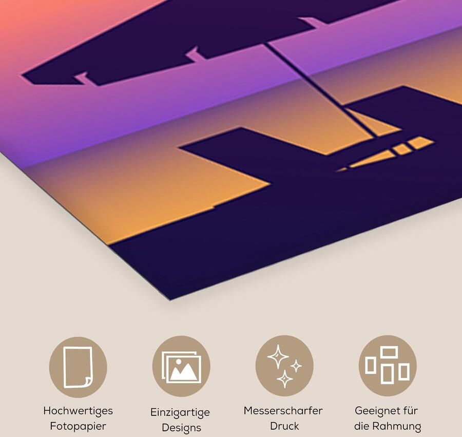Poster 40x60 cm Strandstoel Parasol Palmboom Nacht Posters Kamer decoratie Wanddecoratie woonkamer Muurdecoratie slaapkamer - Foto 2