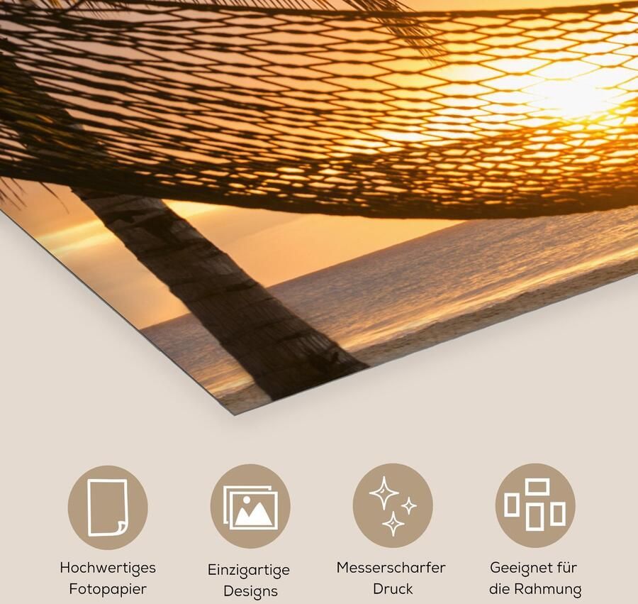 Poster 120x60 cm Hangmat op strand tijdens zonsondergang in Jamaica Posters Kamer decoratie Wanddecoratie woonkamer Muurdecoratie slaapkamer - Foto 2