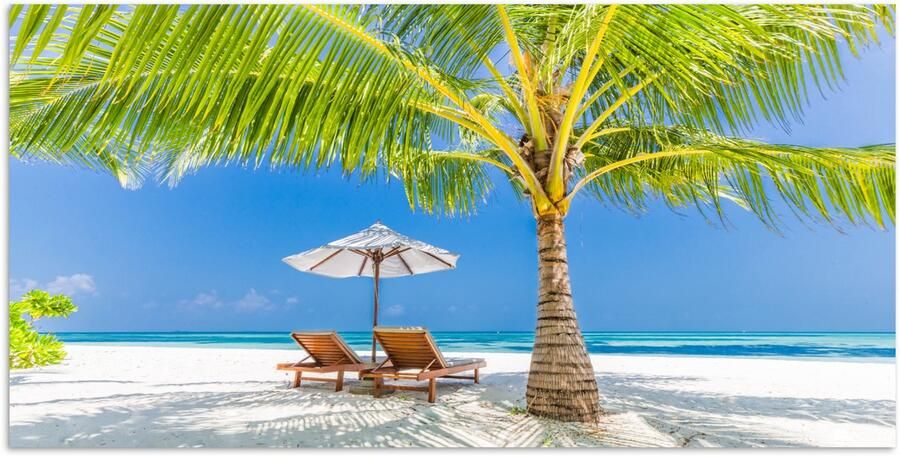 Poster 150x75 cm Palmboom Strandstoel Parasol Posters Kamer decoratie Wanddecoratie woonkamer Muurdecoratie slaapkamer - Foto 2