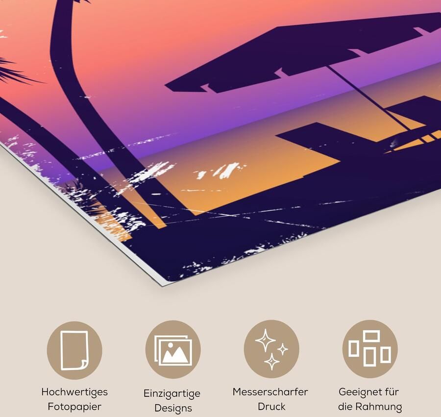 Poster 90x60 cm Strand Stoel Parasol Nacht Posters Kamer decoratie Wanddecoratie woonkamer Muurdecoratie slaapkamer - Foto 2