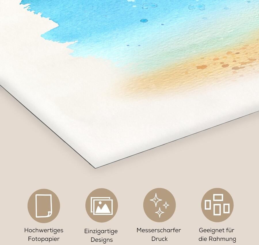 Poster 120x80 cm Strandstoel Parasol Palmbomen Waterverf Posters Kamer decoratie Wanddecoratie woonkamer Muurdecoratie slaapkamer - Foto 2