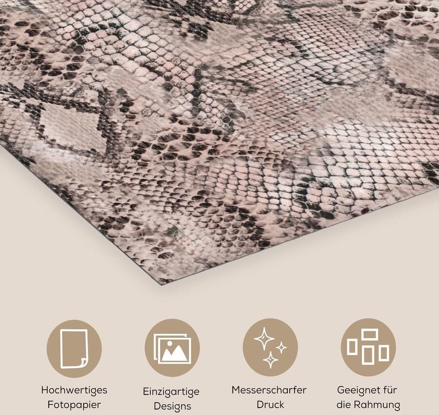Poster 100x100 cm Dierenhuid Slang Schubben Grijs Posters Kamer decoratie Wanddecoratie woonkamer Muurdecoratie slaapkamer XXL - Foto 2
