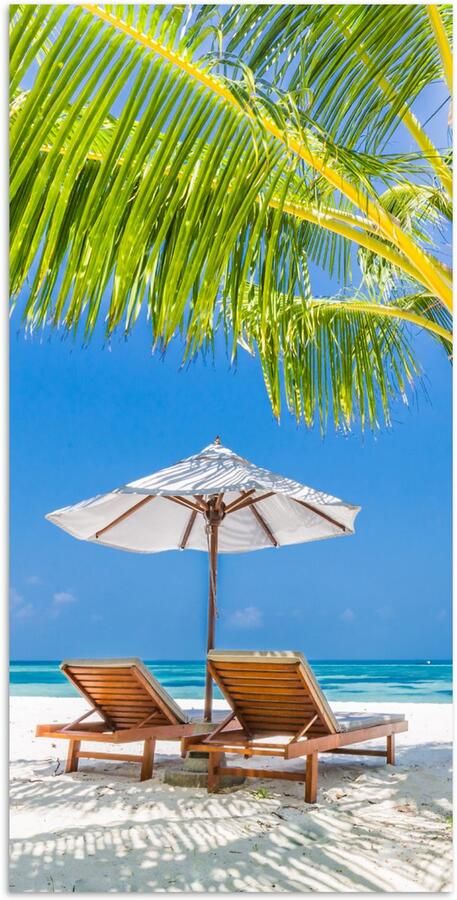 Poster 80x160 cm Palmboom Strandstoel Parasol Posters Kamer decoratie Wanddecoratie woonkamer Muurdecoratie slaapkamer - Foto 2