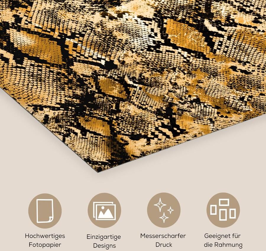 Poster 60x80 cm Dierenhuid Slang Goud Posters Kamer decoratie Wanddecoratie woonkamer Muurdecoratie slaapkamer - Foto 2