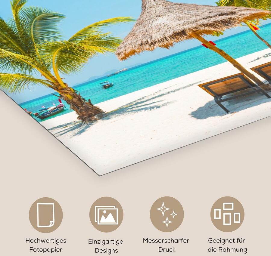 Poster 100x100 cm Strand Parasol Palmboom Posters Kamer decoratie Wanddecoratie woonkamer Muurdecoratie slaapkamer XXL - Foto 2