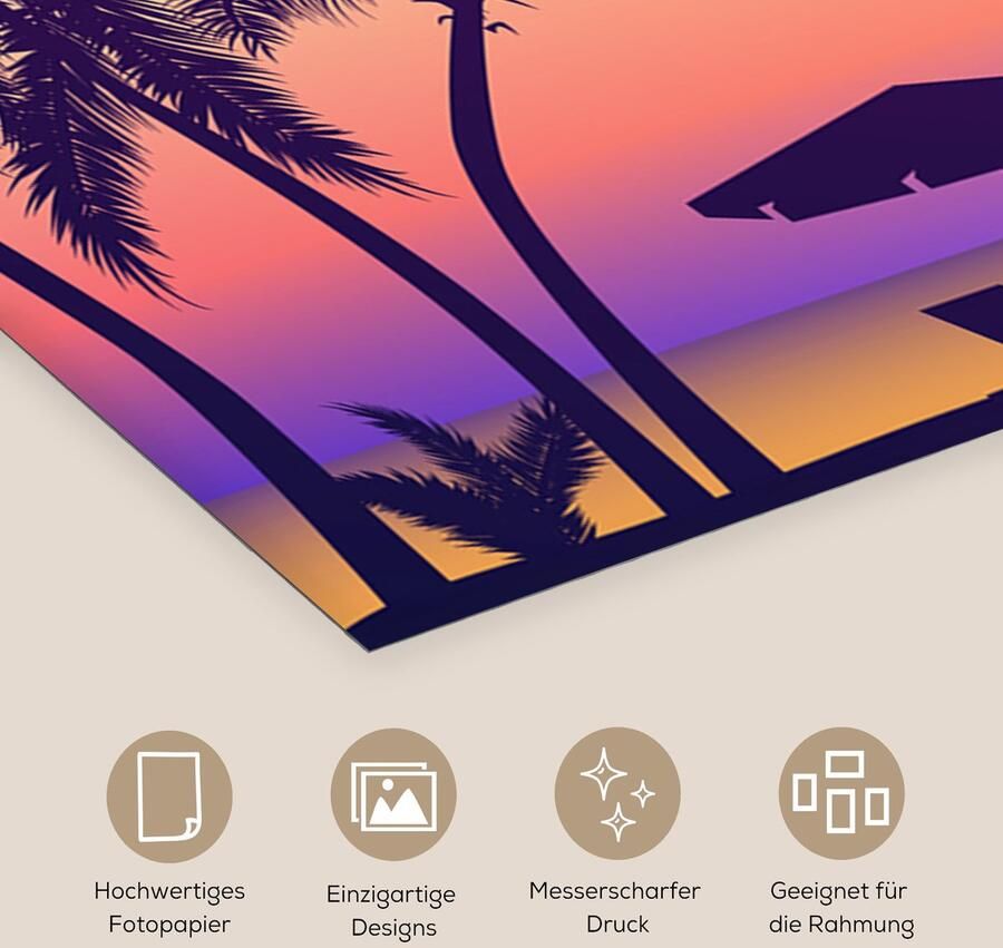 Poster 120x60 cm Strandstoel Parasol Zomer Illustratie Posters Kamer decoratie Wanddecoratie woonkamer Muurdecoratie slaapkamer - Foto 2