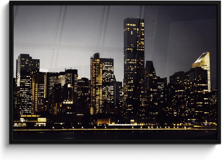 Poster in lijst Fotolijst 120x80 cm Posters New York Verlichting Lamp Posterlijst zwart Decoratie Wanddecoratie woonkamer Muurdecoratie slaapkamer - Foto 3