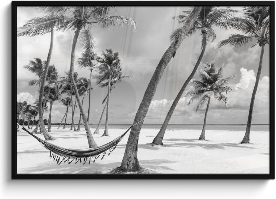 Poster in lijst Fotolijst 120x80 cm Posters Uitsnede hangmat op strand in Dominicaanse Republiek Posterlijst zwart Decoratie Wanddecoratie woonkamer Muurdecoratie slaapkamer - Foto 3