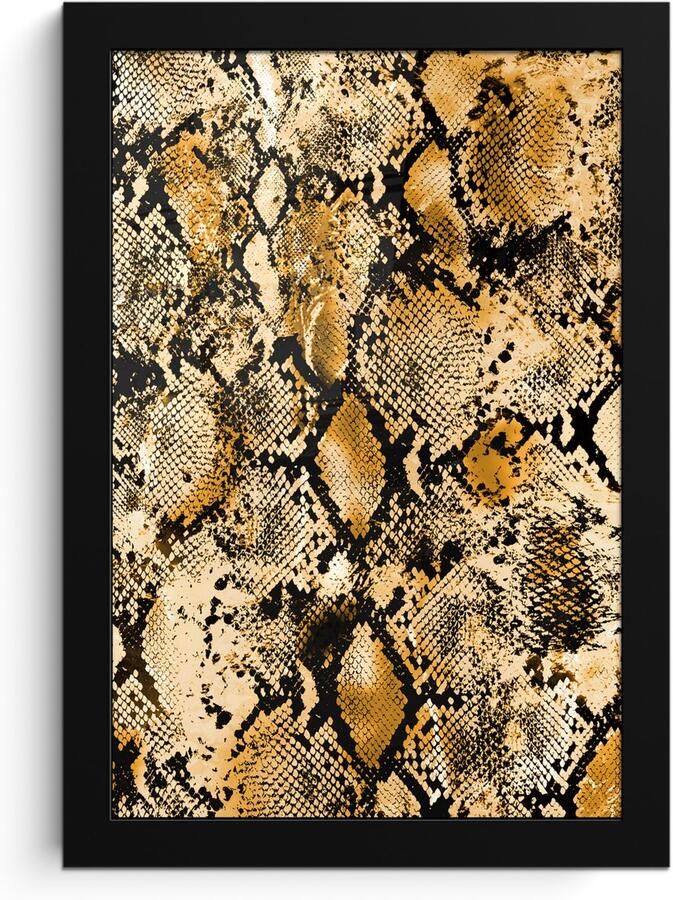 Poster in lijst Fotolijst 20x30 cm Posters Dierenhuid Slang Goud Posterlijst zwart Decoratie Wanddecoratie woonkamer Muurdecoratie slaapkamer - Foto 2