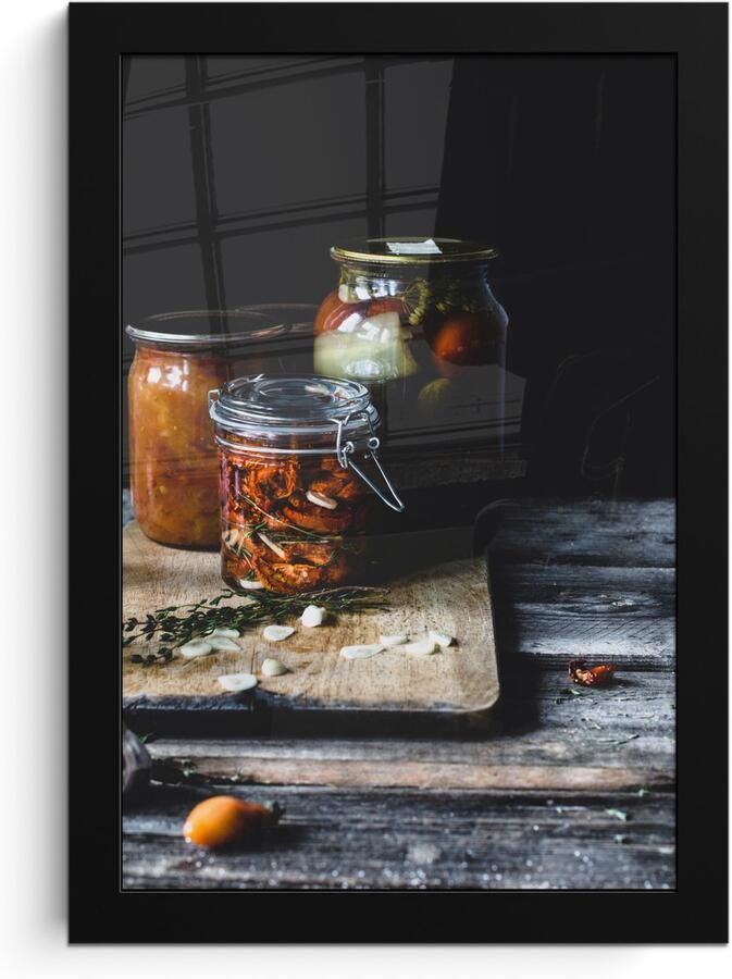 Poster in lijst Fotolijst 20x30 cm Posters Groenten in een weckpot op een houten tafel Posterlijst zwart Decoratie Wanddecoratie woonkamer Muurdecoratie slaapkamer - Foto 2