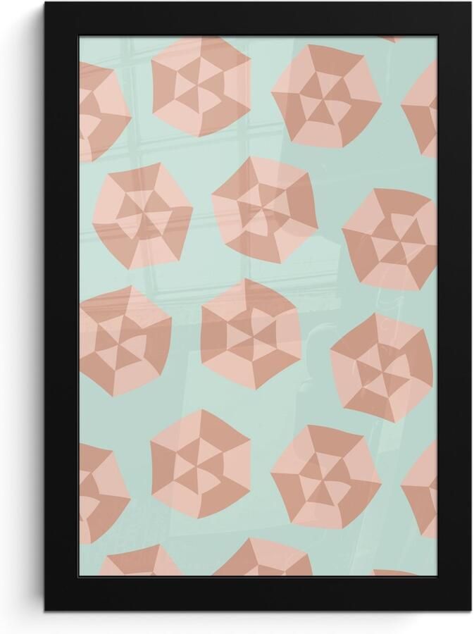 Poster in lijst Fotolijst 20x30 cm Posters Zomer Parasols Abstract Posterlijst zwart Decoratie Wanddecoratie woonkamer Muurdecoratie slaapkamer - Foto 2