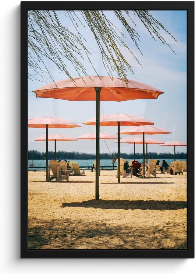 Poster in lijst Fotolijst 40x60 cm Posters Parasols op Sugar Beach Posterlijst zwart Decoratie Wanddecoratie woonkamer Muurdecoratie slaapkamer - Foto 2