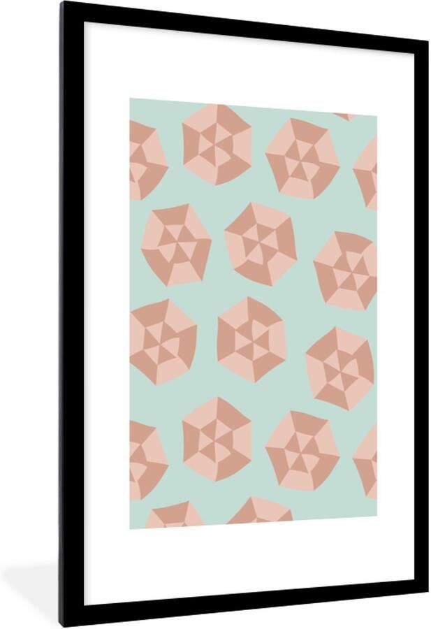 Poster in lijst Fotolijst 60x90 cm Posters Zomer Parasols Abstract Posterlijst zwart Decoratie Wanddecoratie woonkamer Muurdecoratie slaapkamer