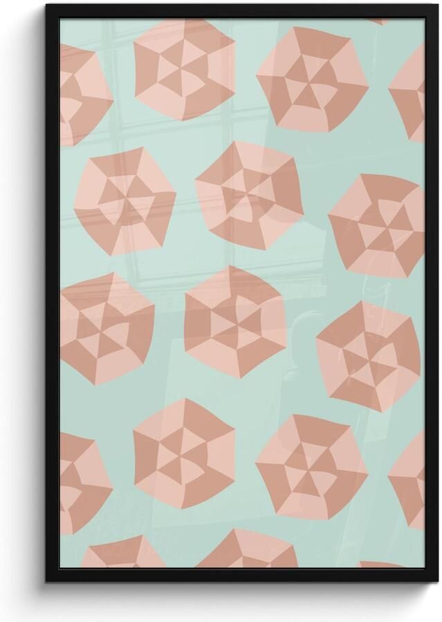 Poster in lijst Fotolijst 60x90 cm Posters Zomer Parasols Abstract Posterlijst zwart Decoratie Wanddecoratie woonkamer Muurdecoratie slaapkamer - Foto 2