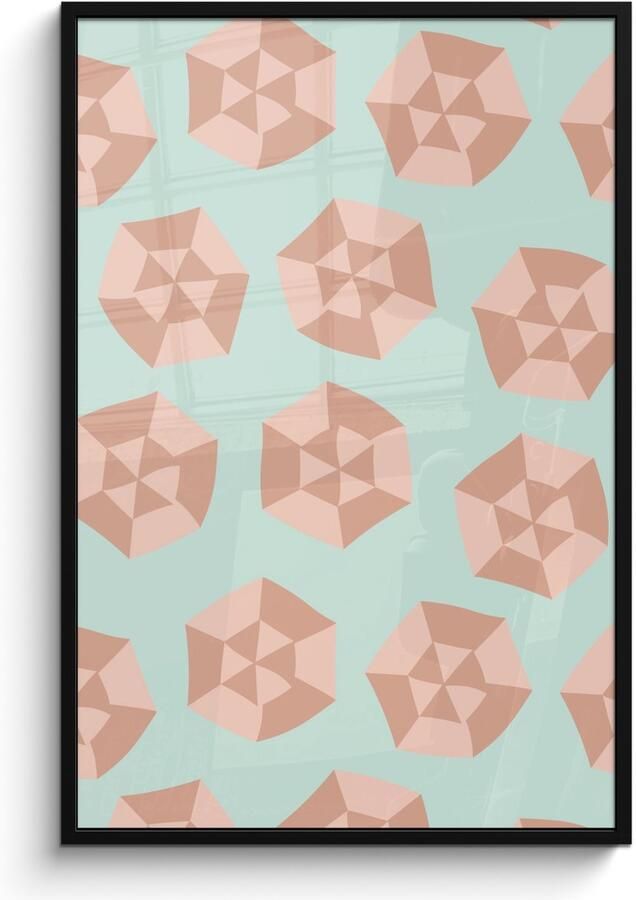 Poster in lijst Fotolijst 80x120 cm Posters Zomer Parasols Abstract Posterlijst zwart Decoratie Wanddecoratie woonkamer Muurdecoratie slaapkamer - Foto 2
