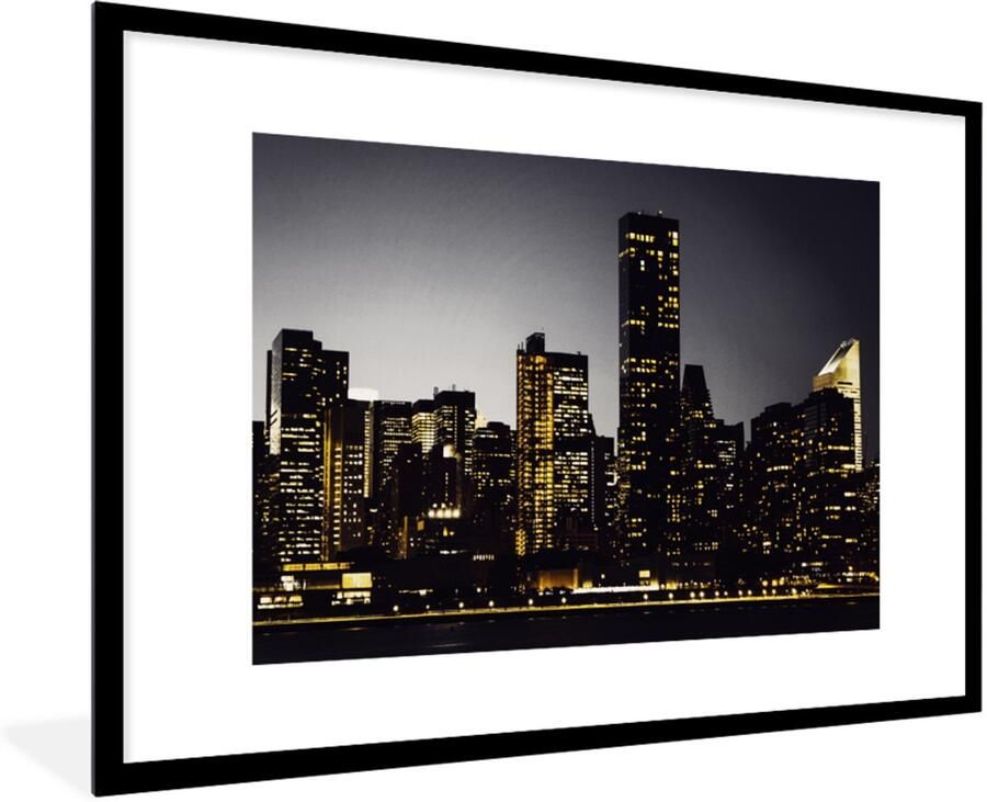 Poster in lijst Fotolijst 120x80 cm Posters New York Verlichting Lamp Posterlijst zwart Decoratie Wanddecoratie woonkamer Muurdecoratie slaapkamer - Foto 2