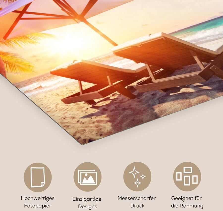 Poster 80x40 cm Parasol Stoelen Strand Posters Kamer decoratie Wanddecoratie woonkamer Muurdecoratie slaapkamer - Foto 2
