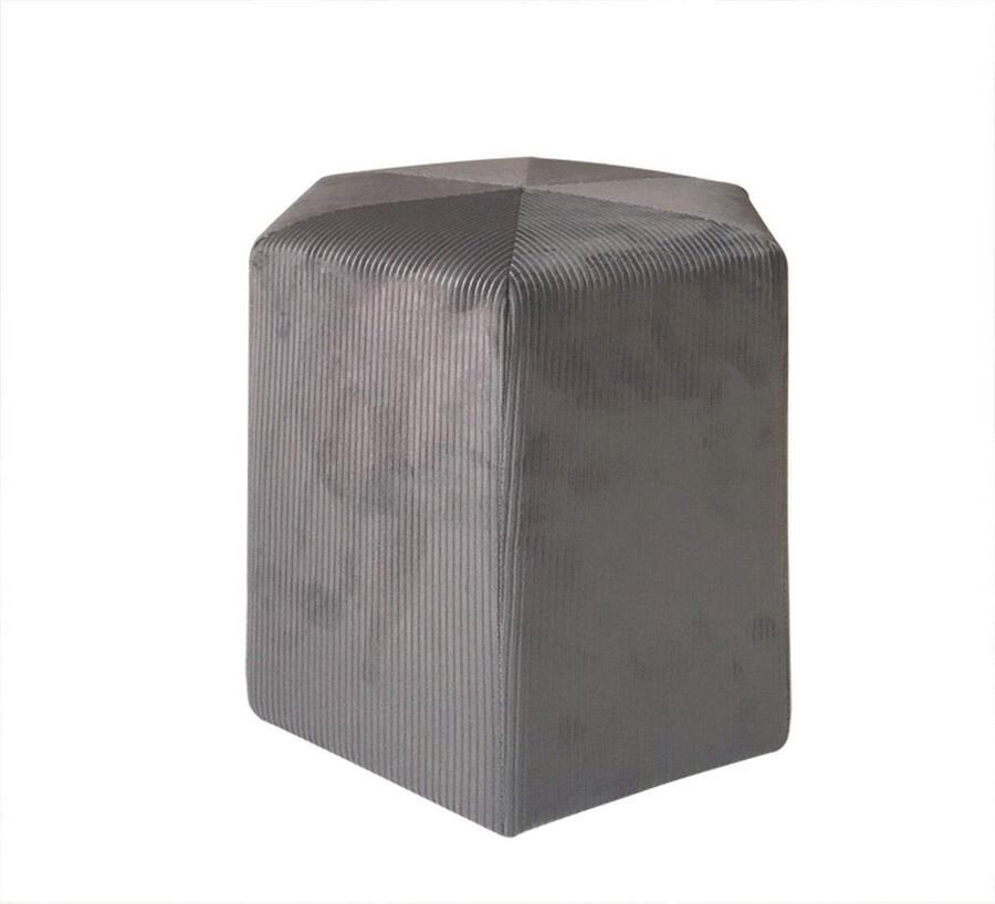 Pouf Velours Cotele Gris Fonce Assise Decoration 35x35x35 cm