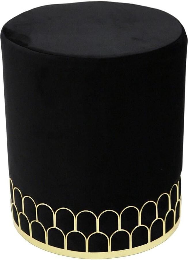 Pouf Velours Liseret Metal Noir Dimensions Home Deco Factory 35x35x43 cm