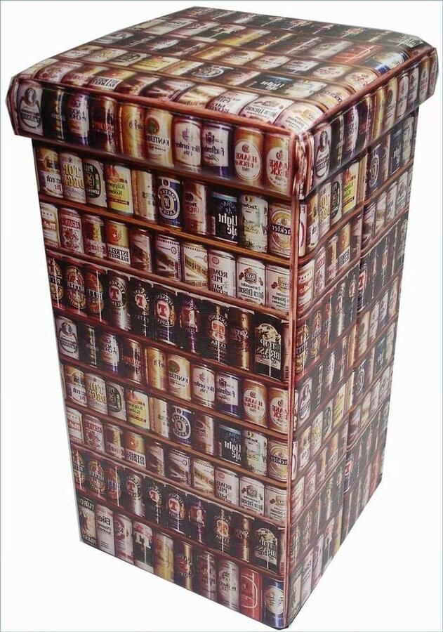 Pouf Voetenbank Zitkubus Opberger Extra Zitplaats Inklapbaar Ontwerp 32x32x60 cm Zwart - Foto 2