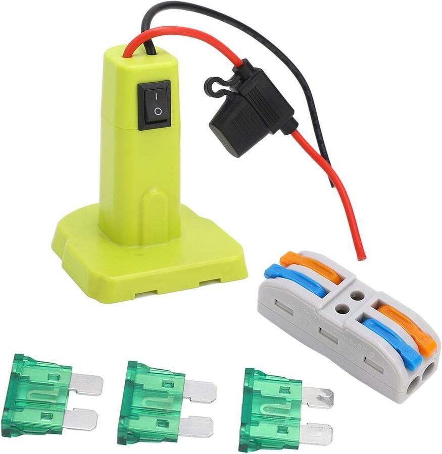 Power adapter met zekeringen en kabelklemmen voor P102 P103 P104 P105 P107 P108 P109 18 V accu