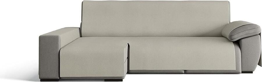 Praktische bankhoes van katoen chaise longue 200 cm rechts beige geschikt voor banken tot 230 cm breed