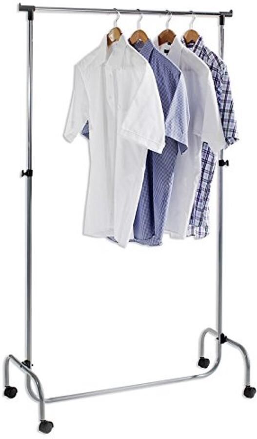 Praktische Garderobewagen met Verstelbare Kledingstang en Wielen Ideaal voor Thuis of Kelder