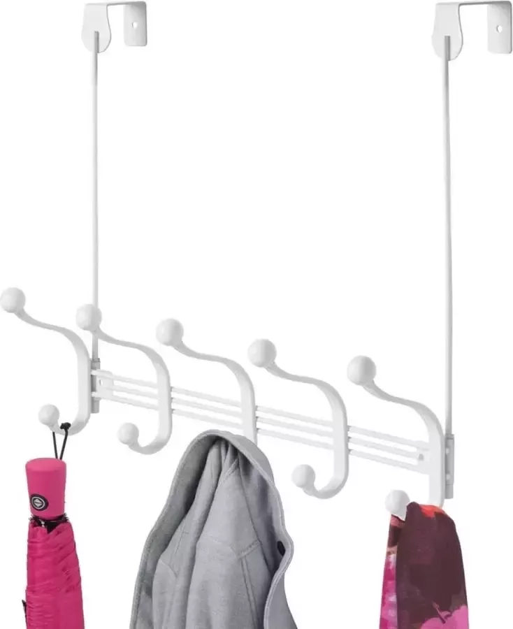 Praktische haaklijst wandgarderobe met 10 garderobehaken voor keuken hal en badkamer haak voor het opbergen van jassen sjaals en handdoeken wit