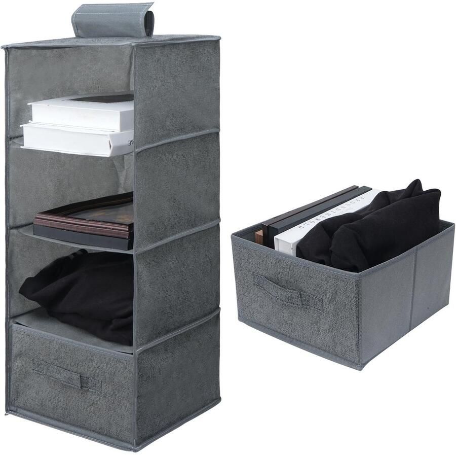 Ibenzoa Ruime en Stabiele Garderobe Organizer met 4 Vakken en Lade Perfect voor Slaapkamer Caravan en Camping