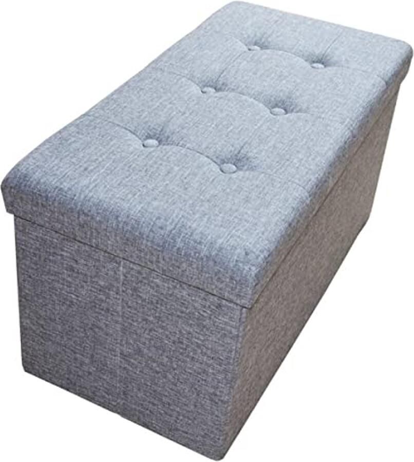 Praktische Zitbank met Opbergruimte en Opvouwbare Voetensteun 76 x 38 x 38 cm Prachtige Grijs
