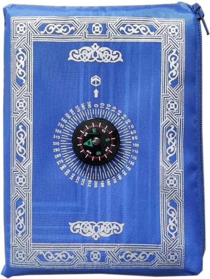 Pray Draagbaar reisgebedstapijt met kompas gebedstapijt mat tapijt draagbaar gebedstapijt tapijt in eenvoudige stijl 1 stuk voor familiereizen Eid-cadeaus voor mannen en vrouwen blauw