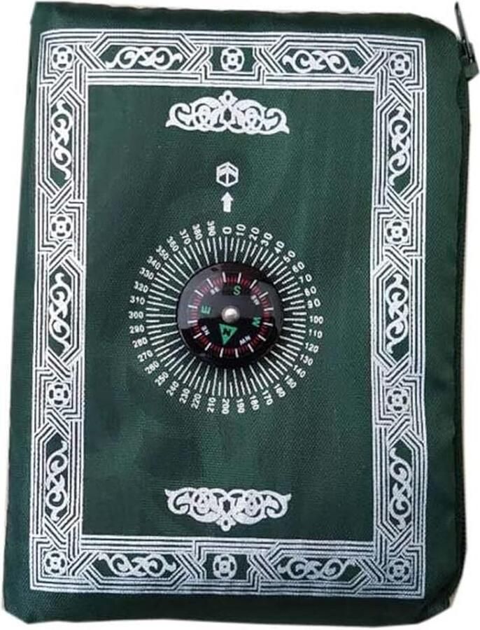 Pray Draagbaar reisgebedstapijt met kompas gebedstapijt mat tapijt draagbaar gebedstapijt tapijt in eenvoudige stijl 1 stuk voor familiereizen Eid-cadeaus voor mannen en vrouwen groen