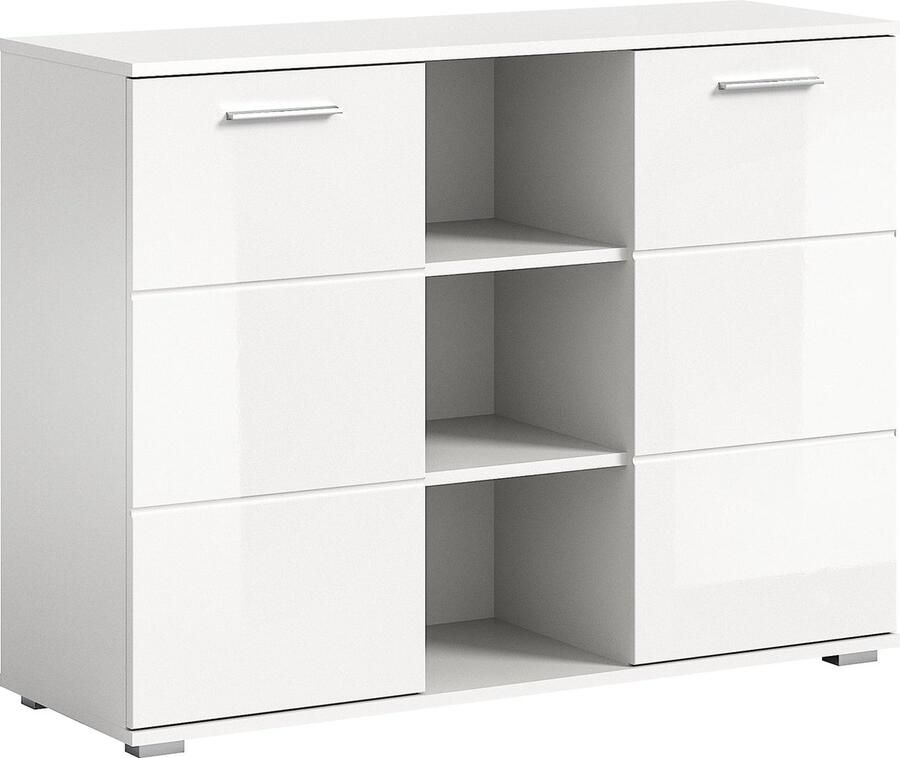 Rootz Living Rootz Prego Ladekast Dressoir Opbergmeubel Houtmateriaal Wit Tijdloos design 110 cm x 83 cm x 37 cm