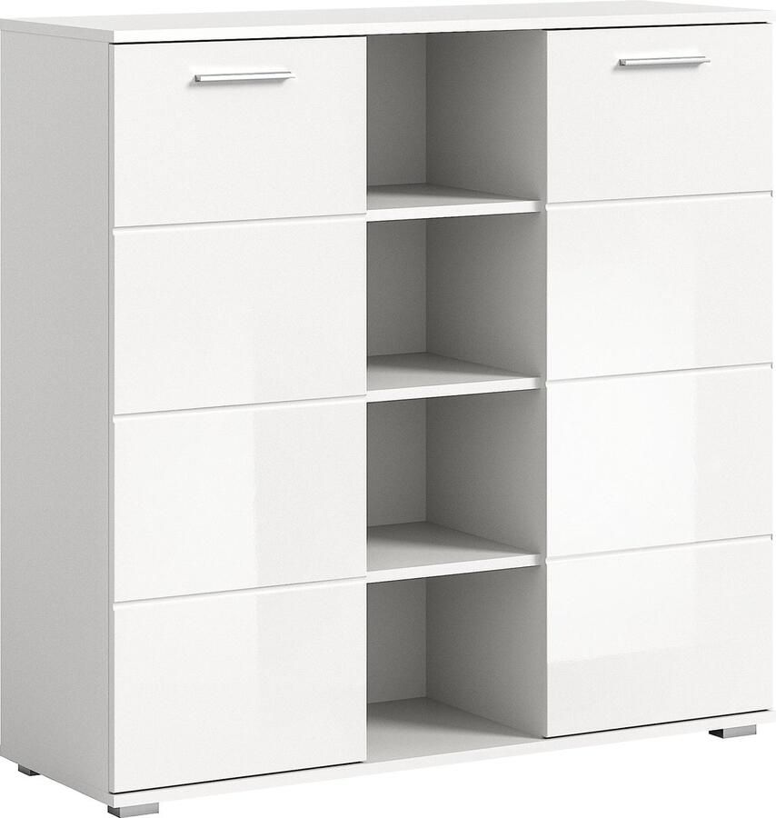 Rootz Living Rootz Prego ladekast wit dressoir houten opbergkast kast met 2 deuren modern design 110 cm x 108 cm x 37 cm