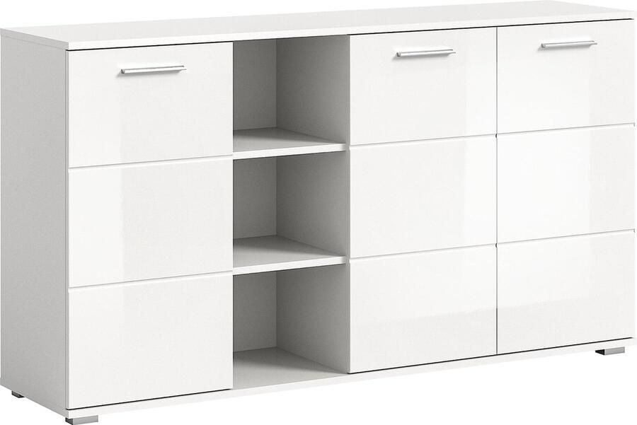 Rootz Living Rootz Prego Ladenkast Houten Dressoir Wit Meubilair Modern Design 150cm x 83cm x 37cm FSC Gecertificeerd Ruimtebesparend