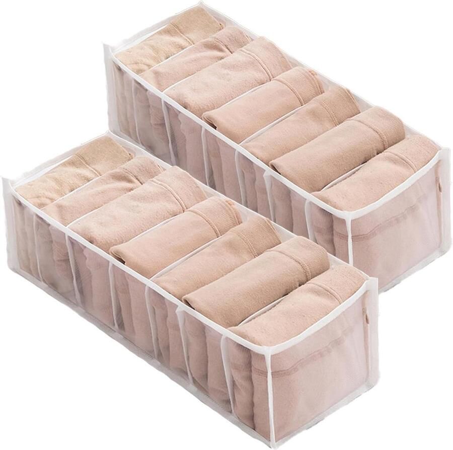 Allecto Plus Lades Opruimsysteem voor Ondergoed Houder voor Lingerie Sokken en Accessoires Opvouwbare Kledingkast Organizer met Hoge Capaciteit 2 Stuks