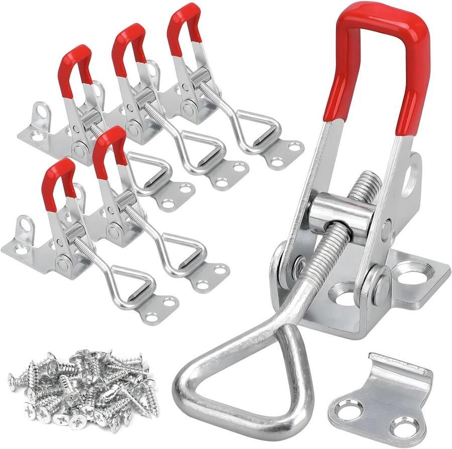 Premium 6 stuks spansluitingen voor kisten en kasten met verstelbare toggle-klemmen. Stevige metalen kniehendelspanners en hefboomsluitingen. Hoge draagkracht van 100 kg