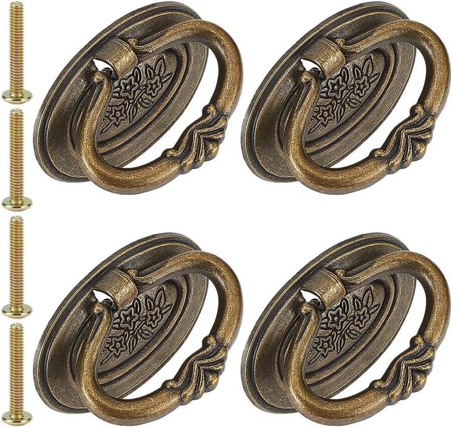 Premium Antieke lade trekt handgrepen ovale dressoir lade trekt 6 8 cm vintage kast trekt kastknoppen shabby chic trekt voor dressoir ijdelheid nachtkastje kast kledingkast antiek brons 4-pack met 3 Zoekwoorden