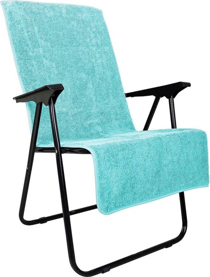 Premium badstof hoes voor tuinstoel 100% katoen Oeko-Tex 100 handdoekovertrek met hoge rugleuning stoelovertrek met envelop voor camping- ligstoel 65 x 130 cm turquoise
