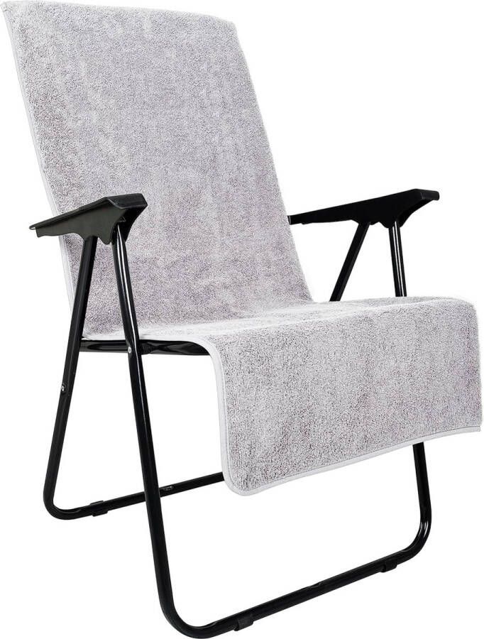 Premium badstof hoes voor tuinstoel 100% katoen Oeko-Tex 100 overtrek met hoge rugleuning stoelhoes met envelop voor camping ligstoel 65 x 130 cm grijs