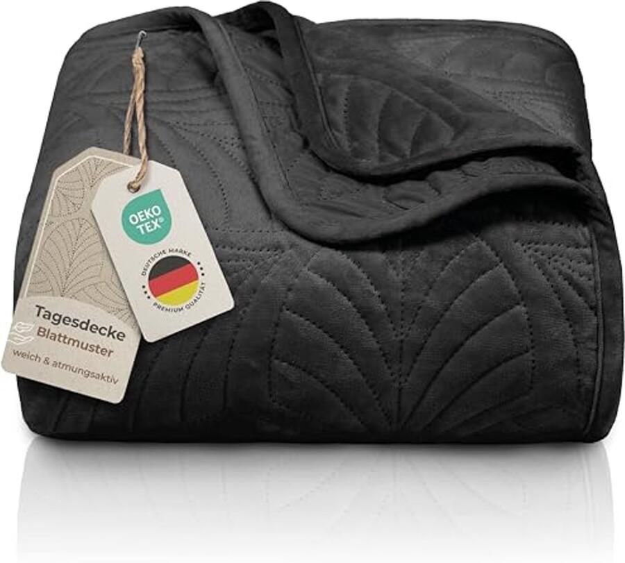 Premium sprei 220x240 cm bedsprei met naadloze stiksels en bladmotief fluwelen deken voor bed en bank