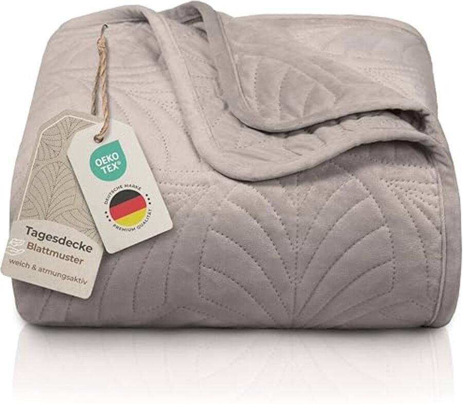 Premium bedsprei 200x220 cm naadloze stiksels en modern bladmotief fluwelen deken voor bed en bank