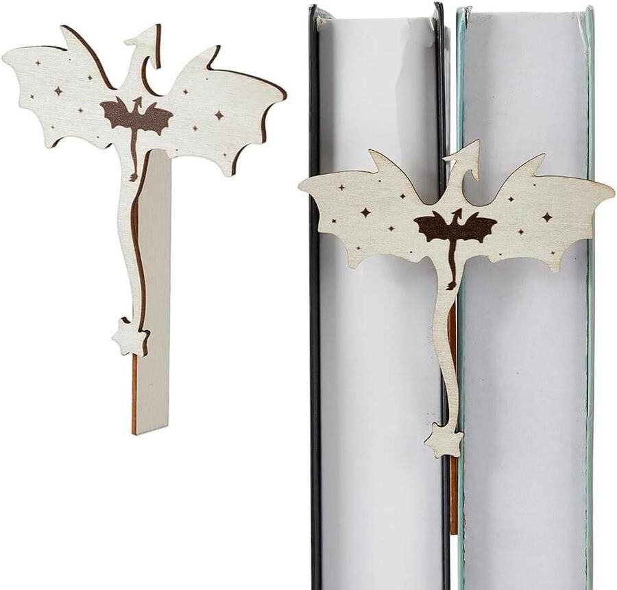 Premium Boekensteunen Set Houten Draken Boekenkast Decoraties Vierde Vleugels Boekenaccessoires 10 x 9 8 cm Draken Thema Antiek Wit