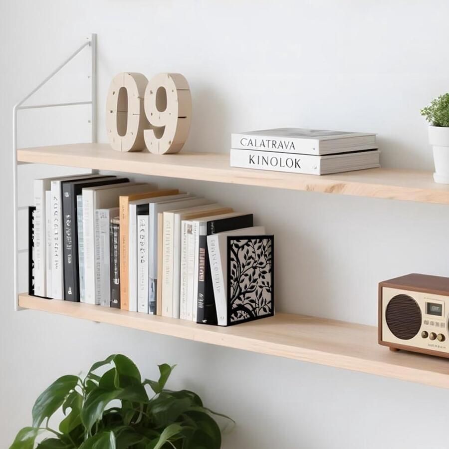 Premium Boekensteunen voor Zware Boeken Set van 2 Decoratief Metaal Zwart Sterke Boekenplankhouder voor Bureau Thuis en School