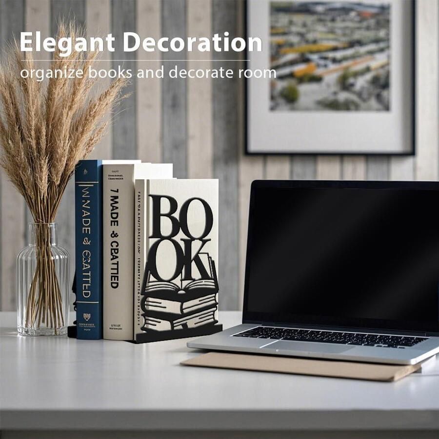 Premium Boekensteunen Zwart Metalen Boek Plank Houders voor Bureau Thuis en Bibliotheek
