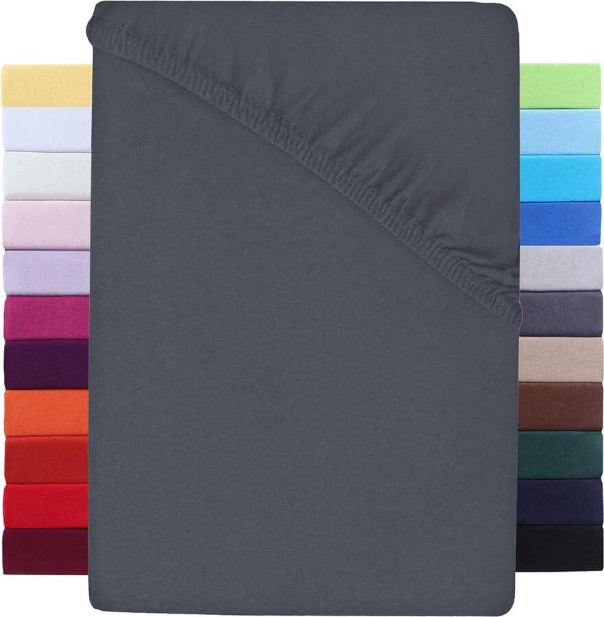 Premium boxspring hoeslaken 180 x 200 tot 200 x 220 cm hoge brug 40 cm waterbedden katoen elastaan antraciet donkergrijs matrasovertrek