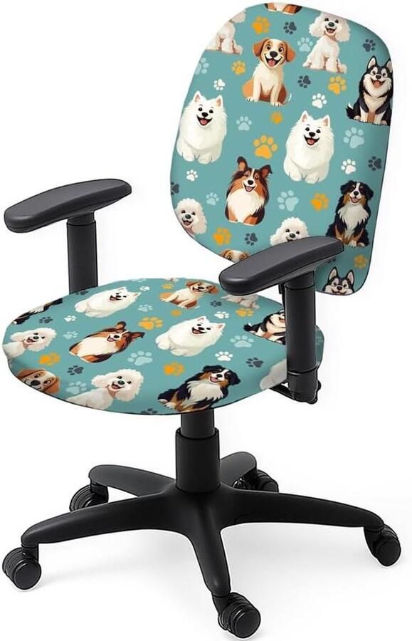 Premium Cartoon hond bureau stoelhoezen 2 stuks wasbaar en anti-stof